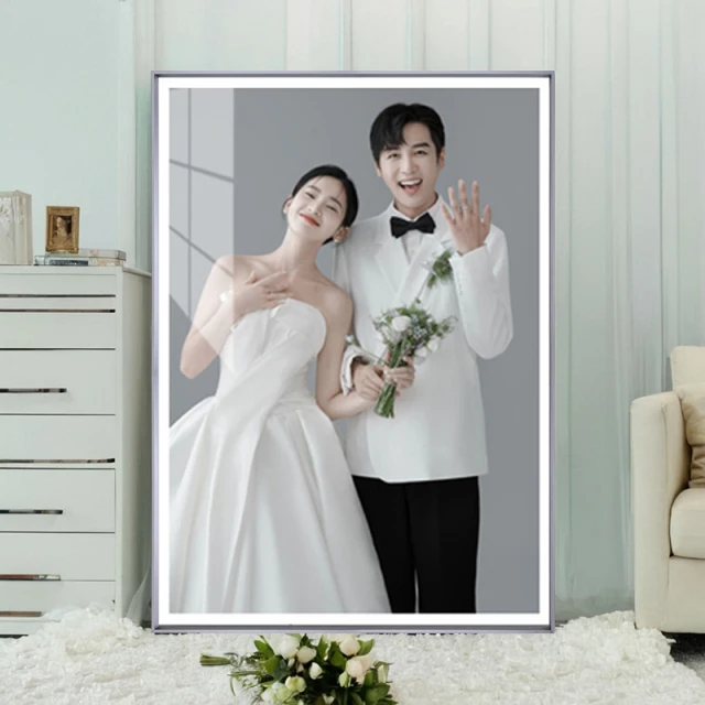 简约轻奢婚纱照相框定制家福洗照片情侣写真艺术照放大客厅挂墙新