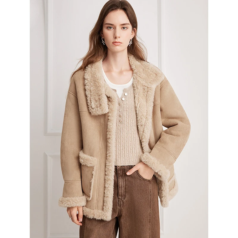 Goodland美地2025冬季新款休闲复古保暖羊羔毛显瘦外套LC35510010