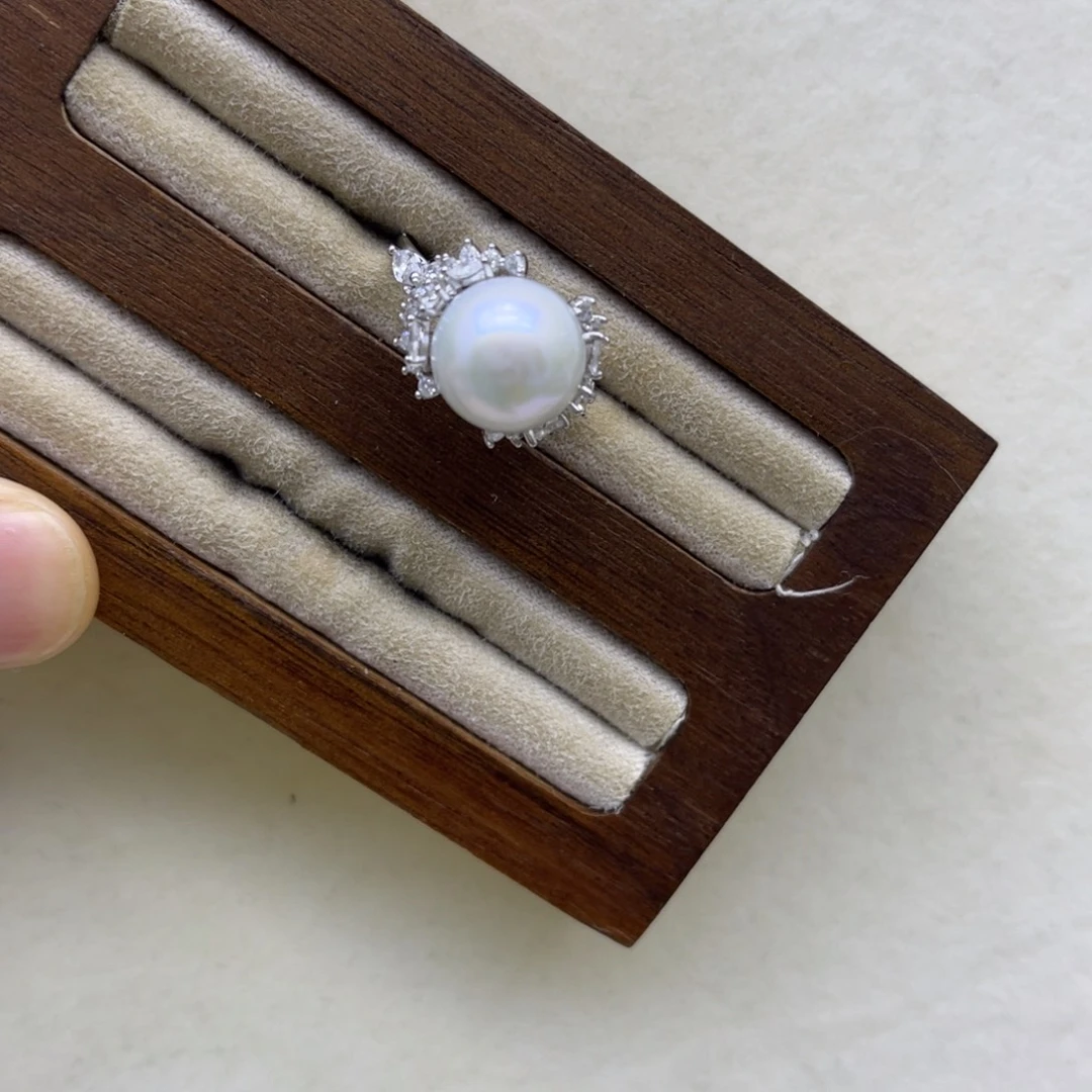 戒指银S925镶嵌淡水珍珠