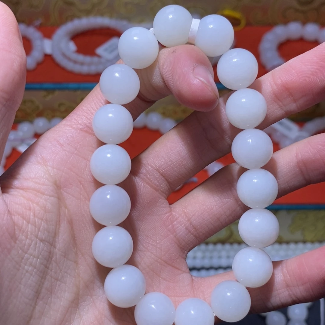 和田玉未镶嵌手链12mm圆珠福利款
