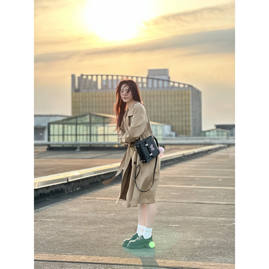 【城市漫步】2025春季新款卡其色韩版H型双排扣风衣外套女