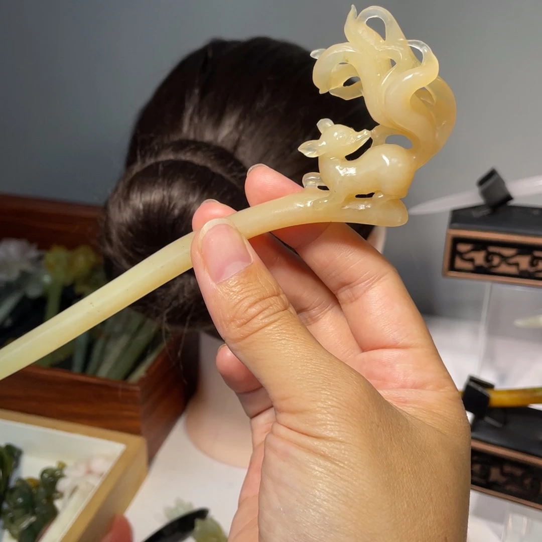 蛇纹石玉合金发簪