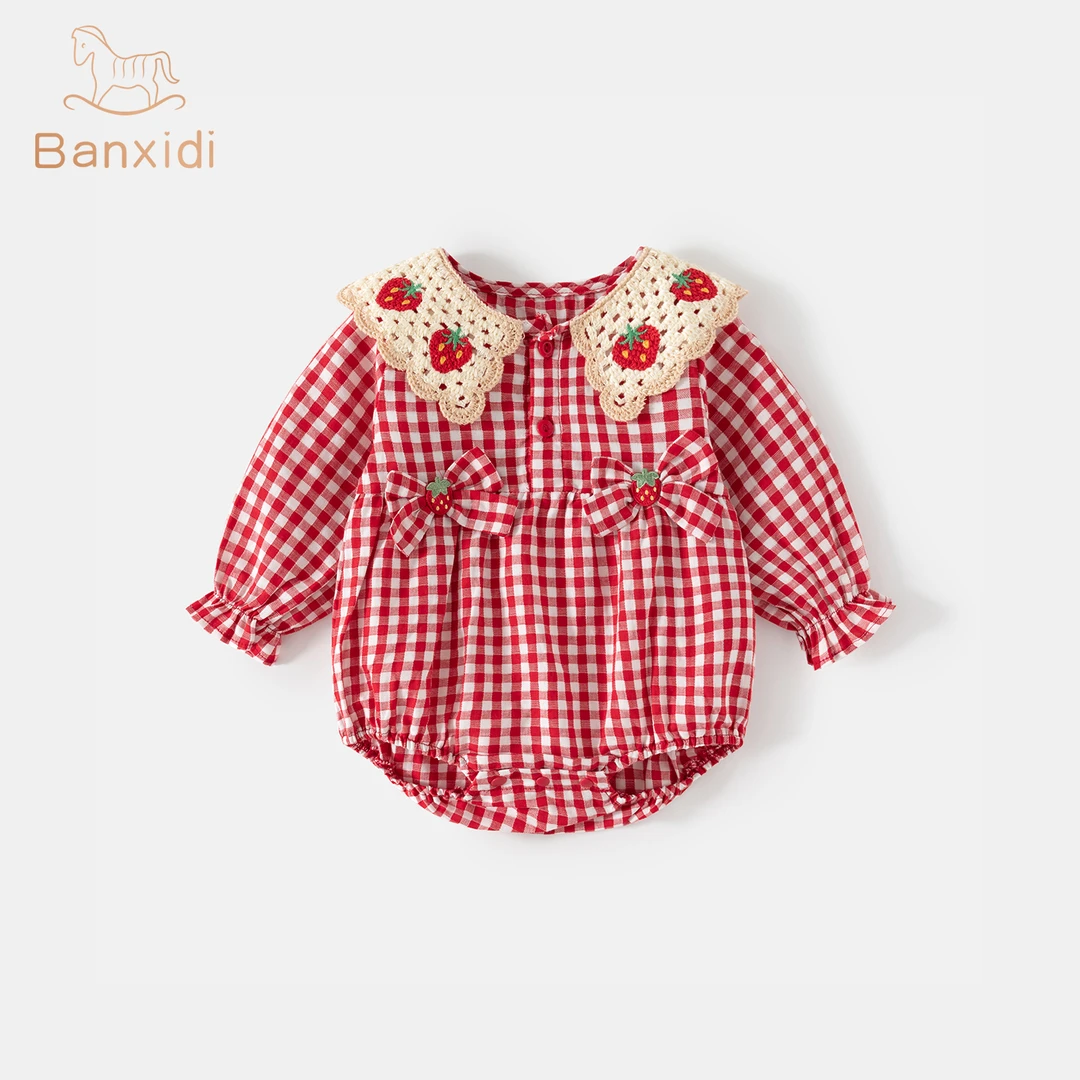 班喜迪婴儿衣服秋装婴幼儿连体衣宝宝周岁礼服包屁衣秋冬哈衣爬服