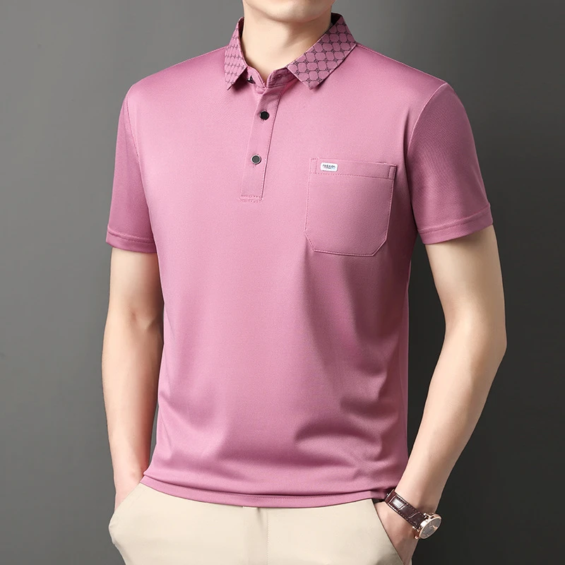 POLO衫男士休闲翻领短袖T恤衫带口袋夏季新款半袖纯色男装潮流短T