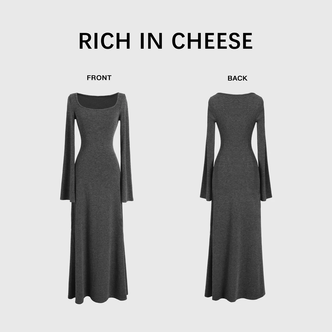 RINCHINCHEESE 格雷少女 长款针织连衣裙长袖时尚修身秋冬设计师