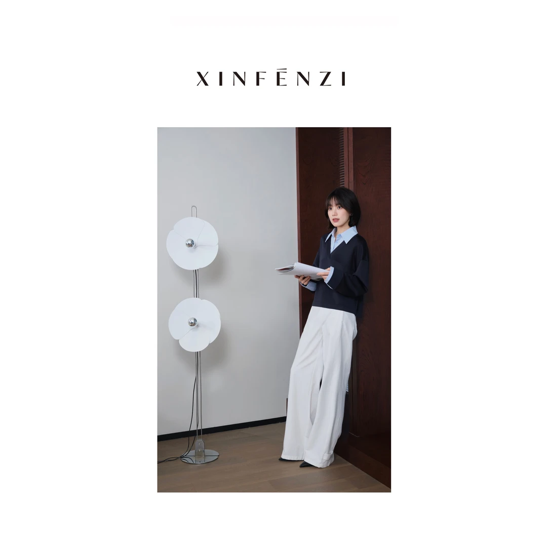 【流线裤】XINFENZI 修饰腿型高腰可调节显瘦直筒裤 SPT34663
