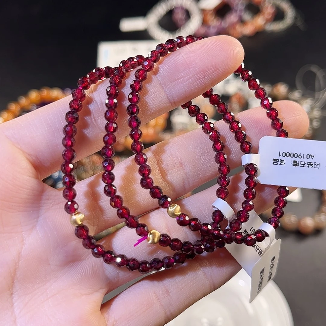 手串水晶未镶嵌钻切石榴石4mm高品漏价