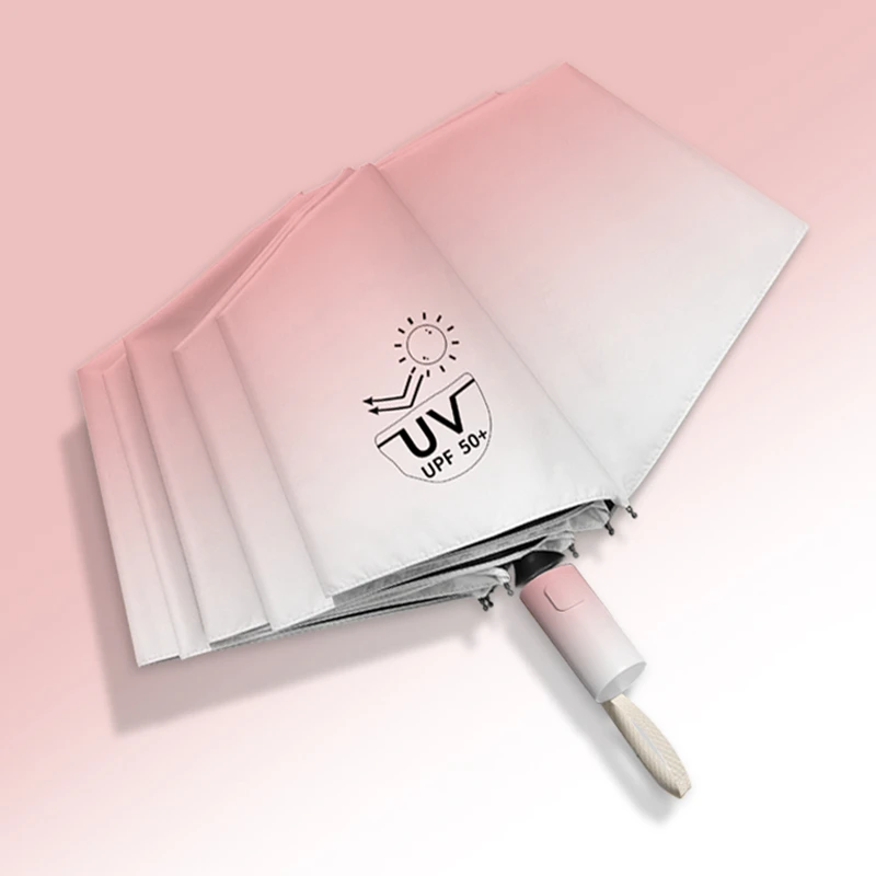三折渐变太阳伞防晒伞防紫外线高颜值自动晴雨两用遮阳伞雨伞定制