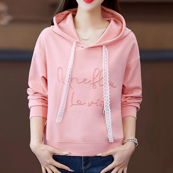印花连帽卫衣女2025春季新款时尚洋气质显瘦百搭宽松休闲字母上衣
