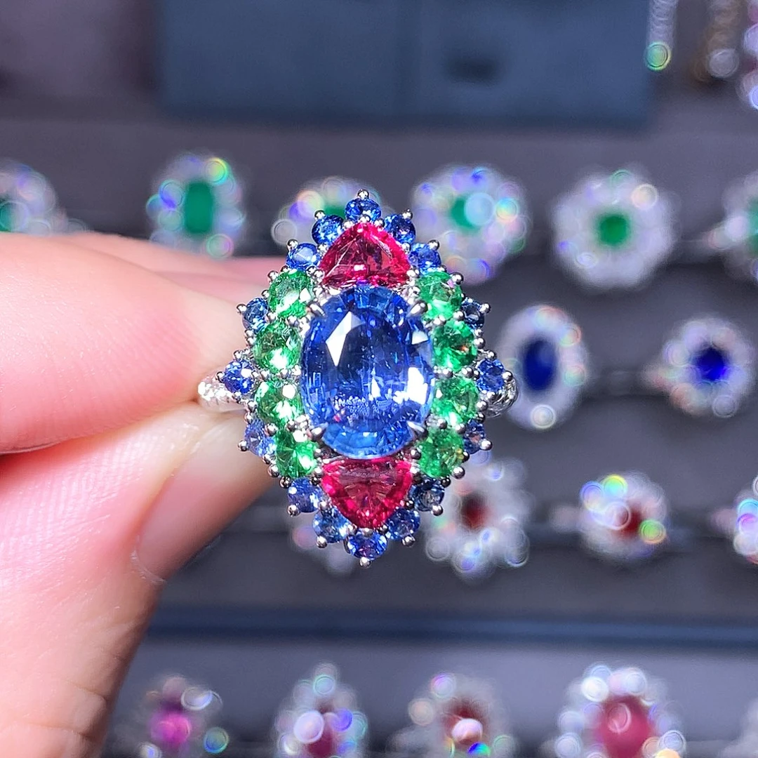 蓝宝石18K金镶嵌戒指无烧2.57ct