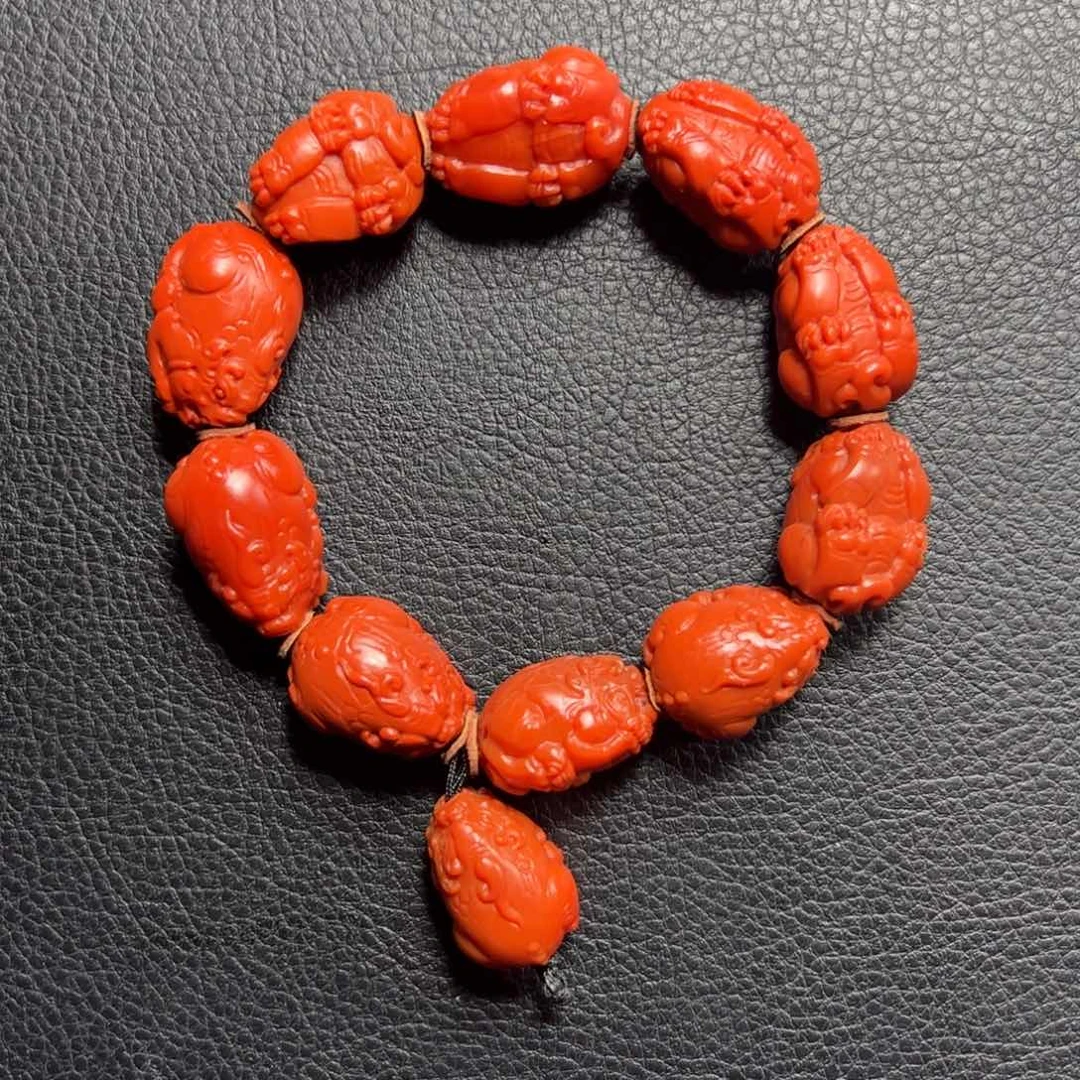南红玛瑙阿东寨貔貅手串未镶嵌