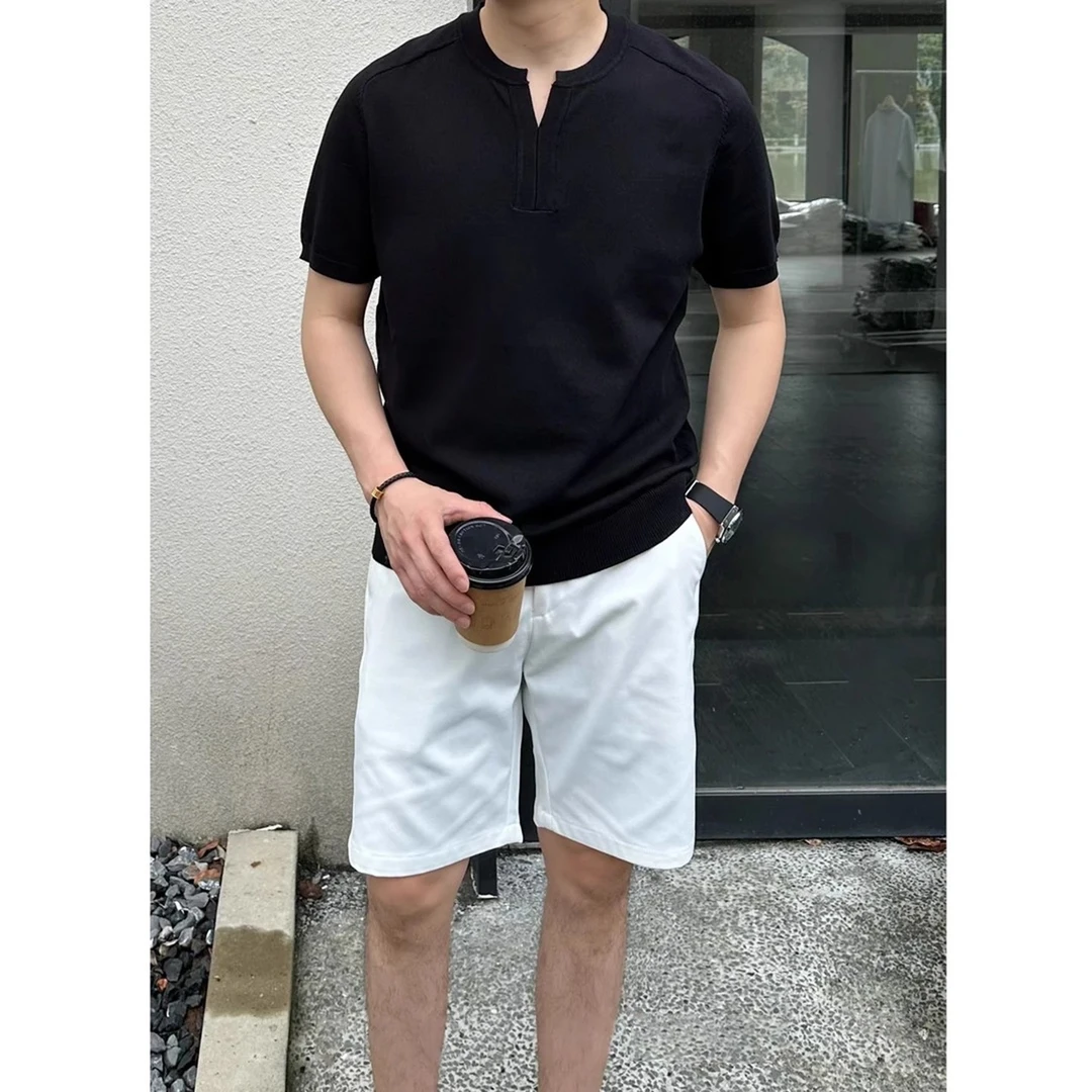 白色牛仔短裤男款夏季薄款高级感痞帅直筒五分裤cleanfit四分裤子