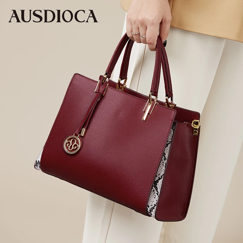 AUSDIOCA/澳迪佳2025新款真皮大气包送妈妈款手提大容量红色婚包