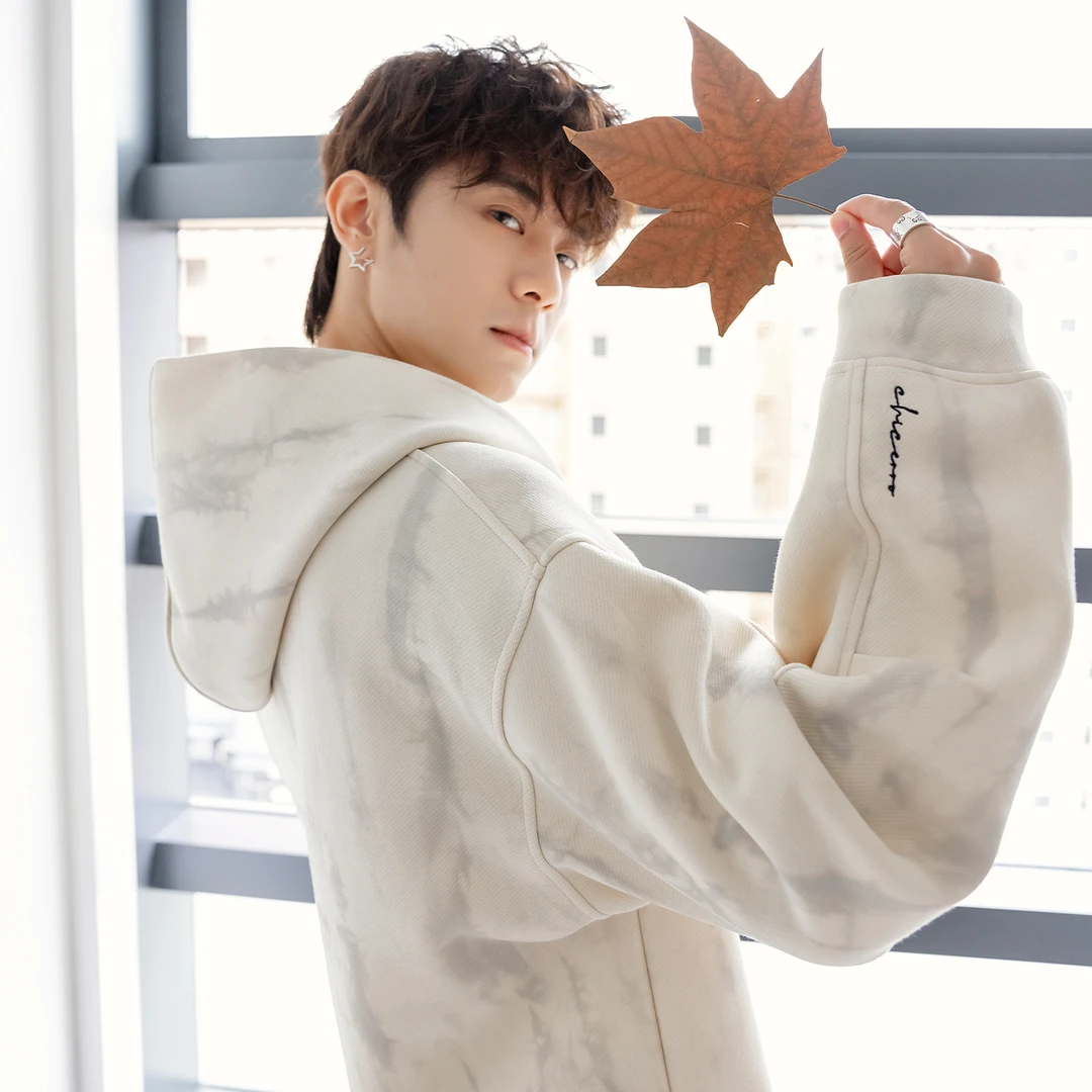 CHICERRO西西里男装秋季小众复古做旧感连帽卫衣男高级设计感上衣