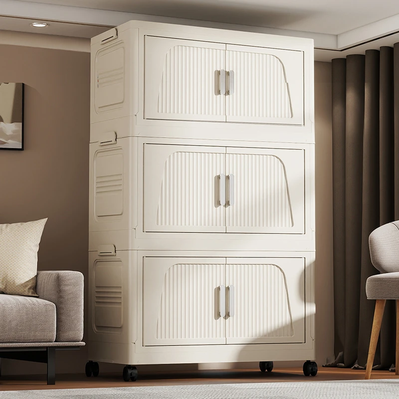 （50CM面宽三层床头柜）家用收纳柜送顶盖送万向轮到手三大层