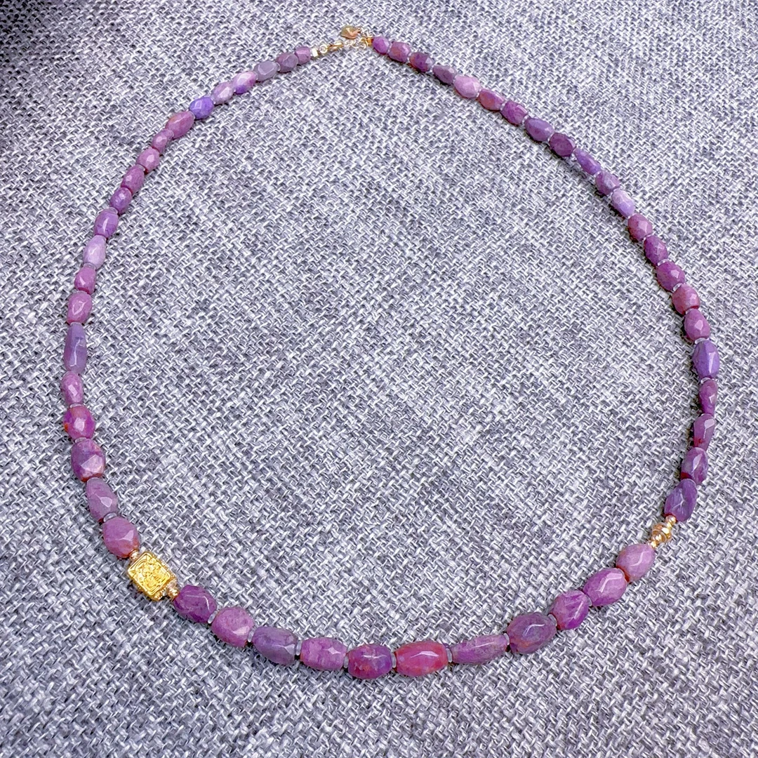 7254舒俱来樱花粉玉化钻切扎基拉姆锁骨链18k金项链多样性发一