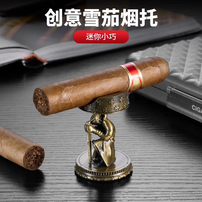 茄龙雪茄烟托金属精美人物摆件户外便携雪茄托雪茄烟托CV-24L1