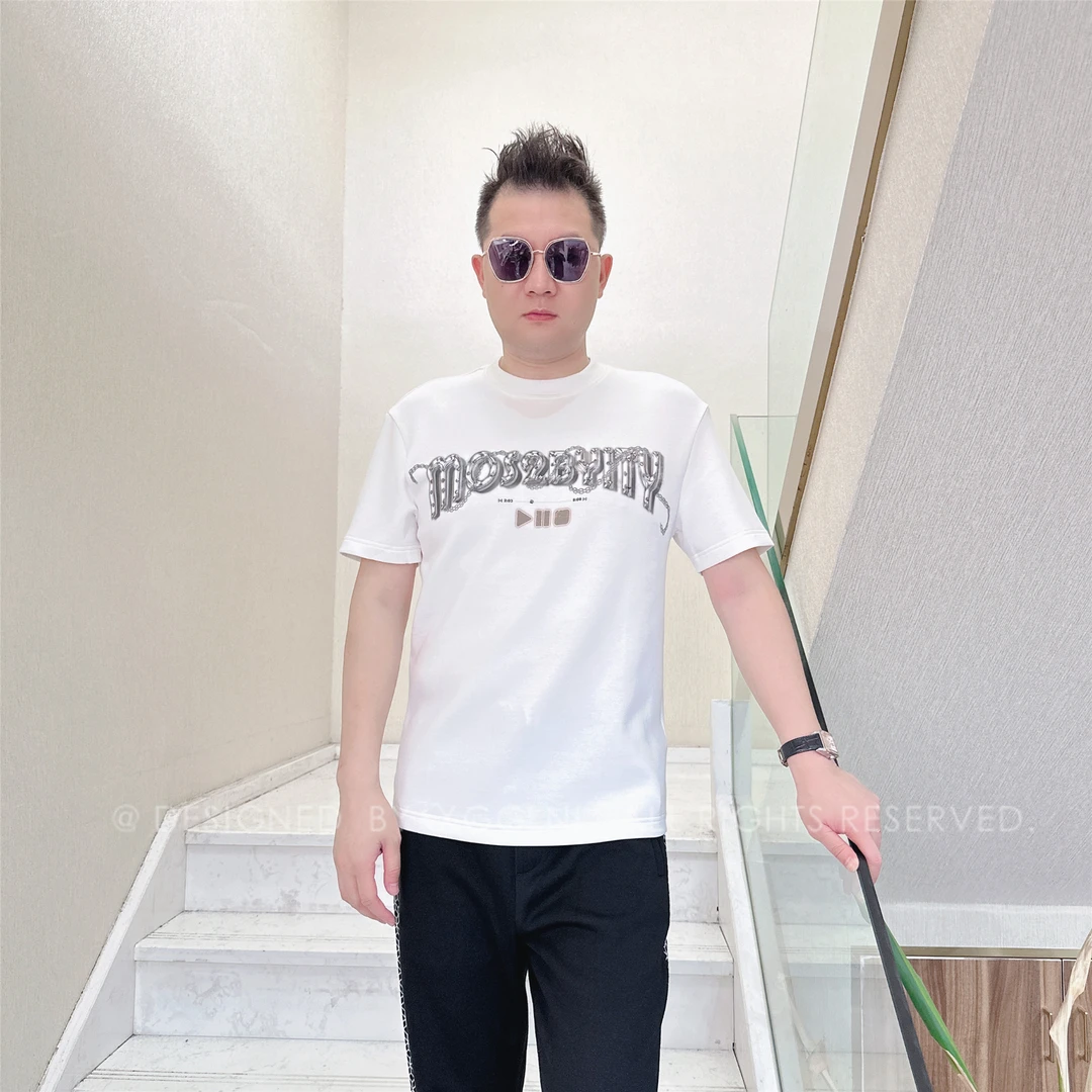 秋冬款MOS锁链缠绕字母男士品质高端轻奢洋气上档次潮牌短袖t恤