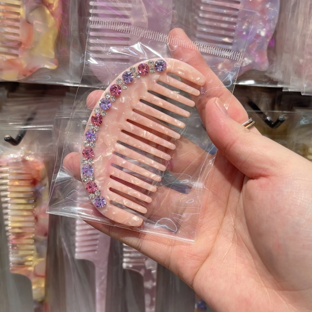 醋酸非金属带钻半圆梳子