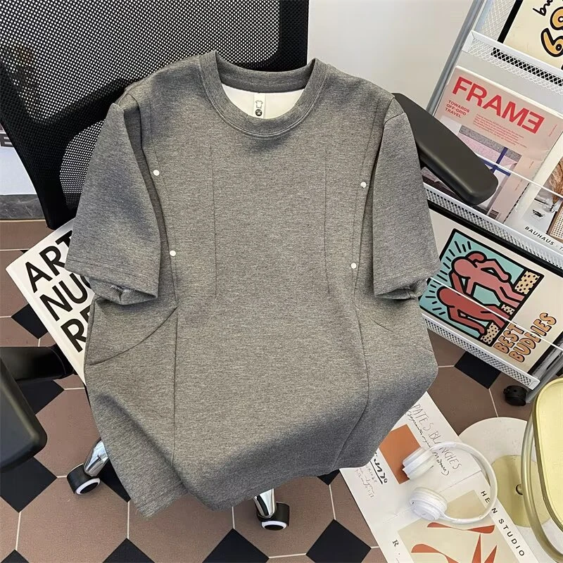 【小蕾】空气棉短袖t恤男潮牌夏季宽松五分袖2025年新款网红潮流ins