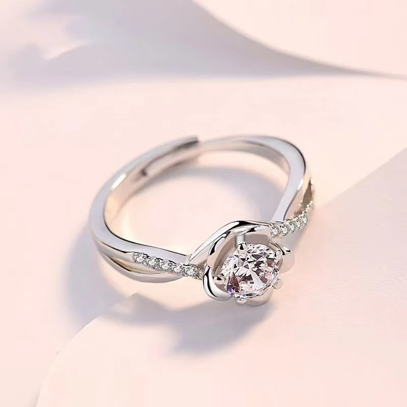 足银戒指 百搭原创设计活口银戒日韩银都银饰灵动镶嵌女