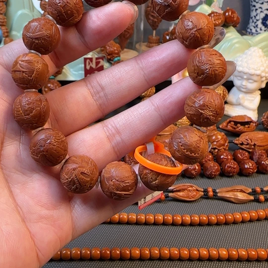 橄榄核手串/手链宽1.5小籽鸡血红梅林核满工大好河山