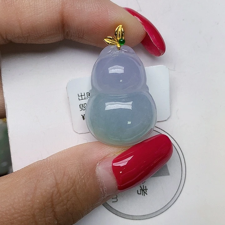 颈饰18K金镶嵌翡翠天然翡翠