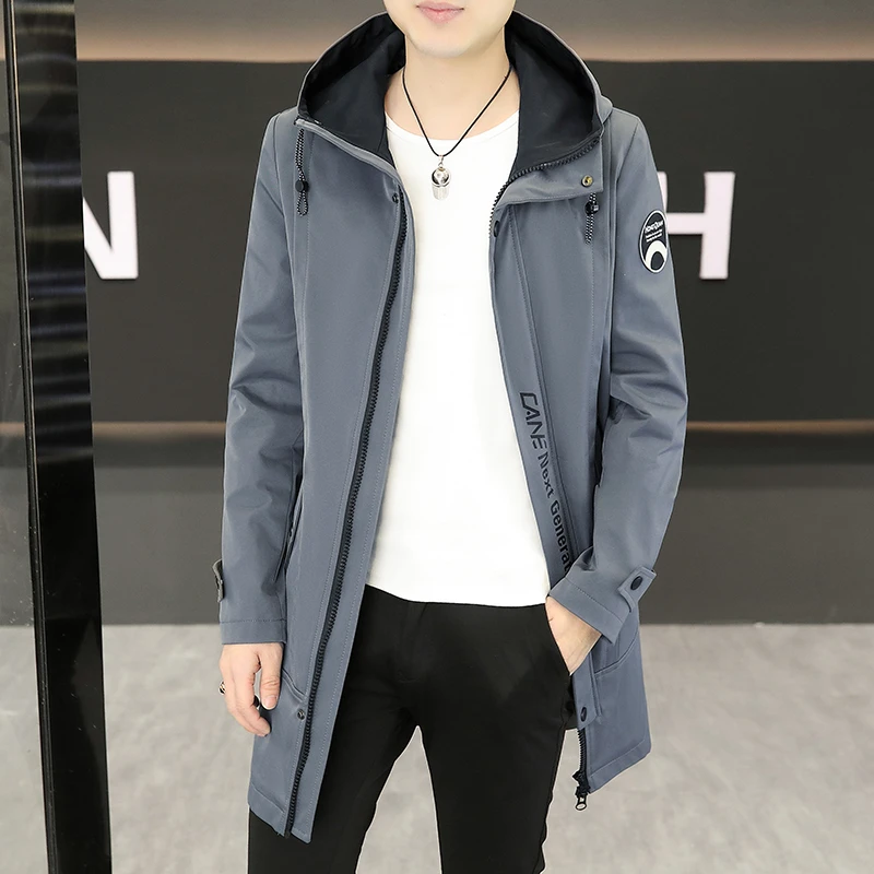 2025春秋潮流中长款风衣青年时尚潮流大码休闲外套男装