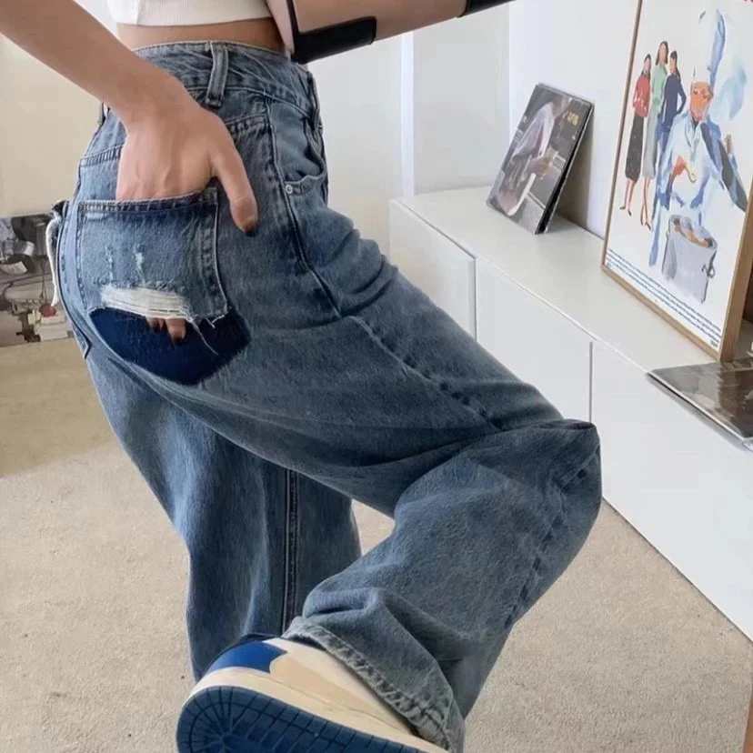 【A01-A30】女装牛仔裤直筒高腰小个子时尚