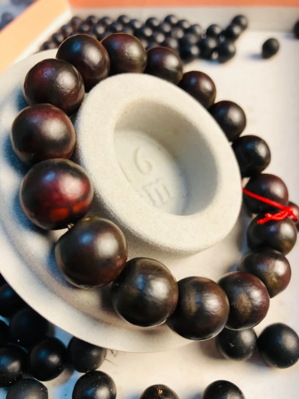 非金属木质手链 木质手链无患子红黑花生近圆手串手持民族风