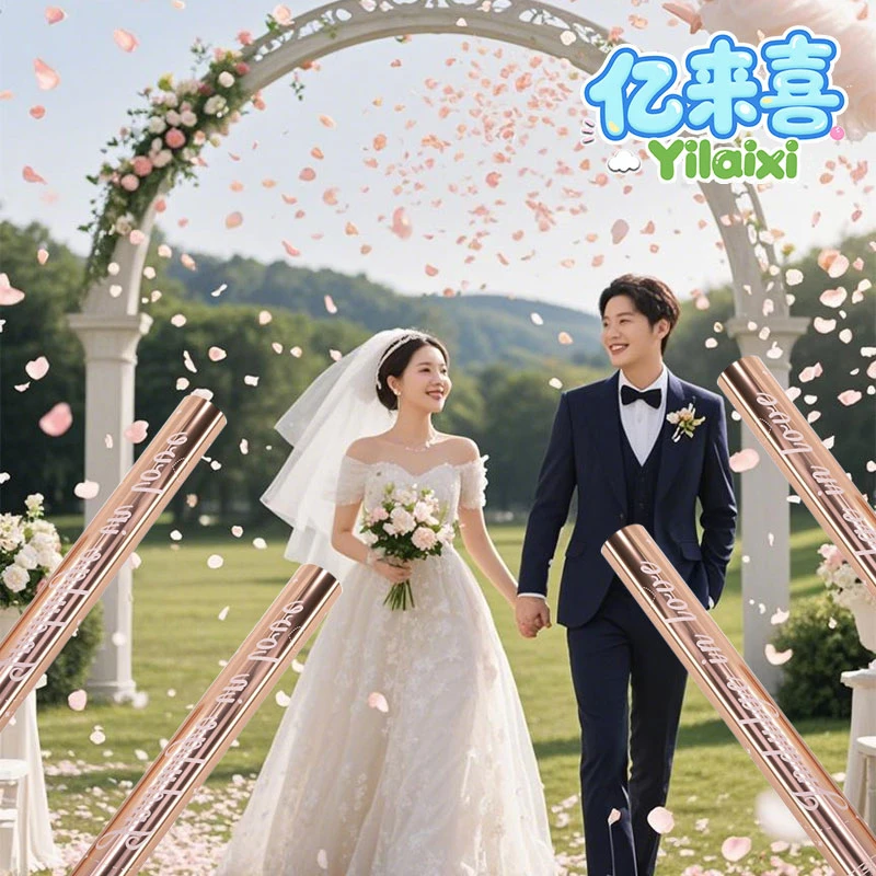 结婚礼炮花瓣雨羽毛手拧式礼炮筒彩带喷花筒婚礼手持接亲婚庆用品