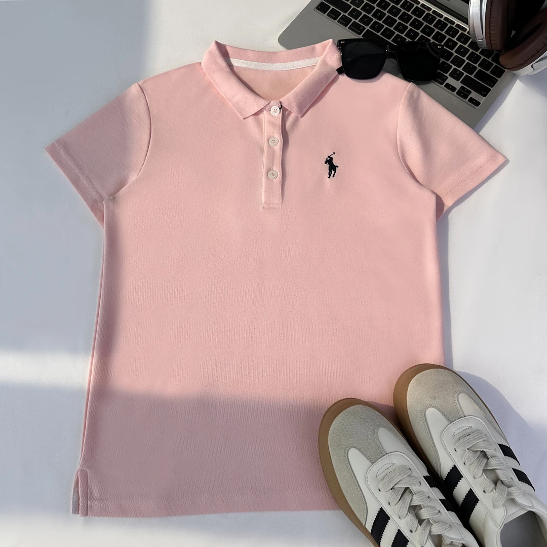 2025新款POLO领短袖纯色简约休闲半袖女款T恤 611