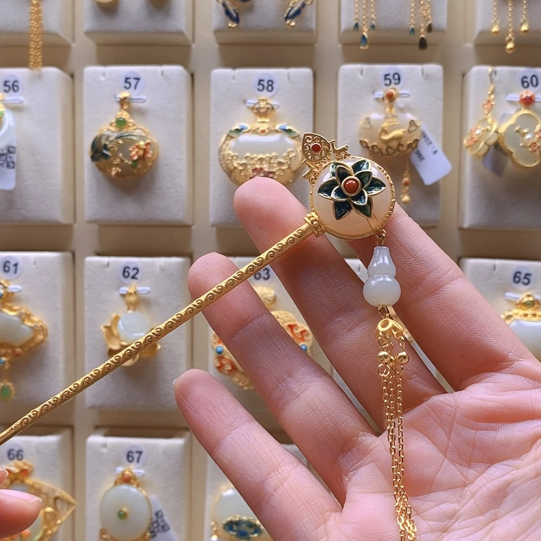 和田玉颈饰银S925镶嵌