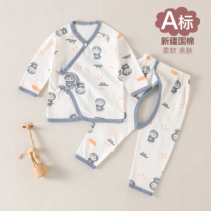 夏季新生儿分体薄款套装上衣长袖纯棉无骨四季可穿