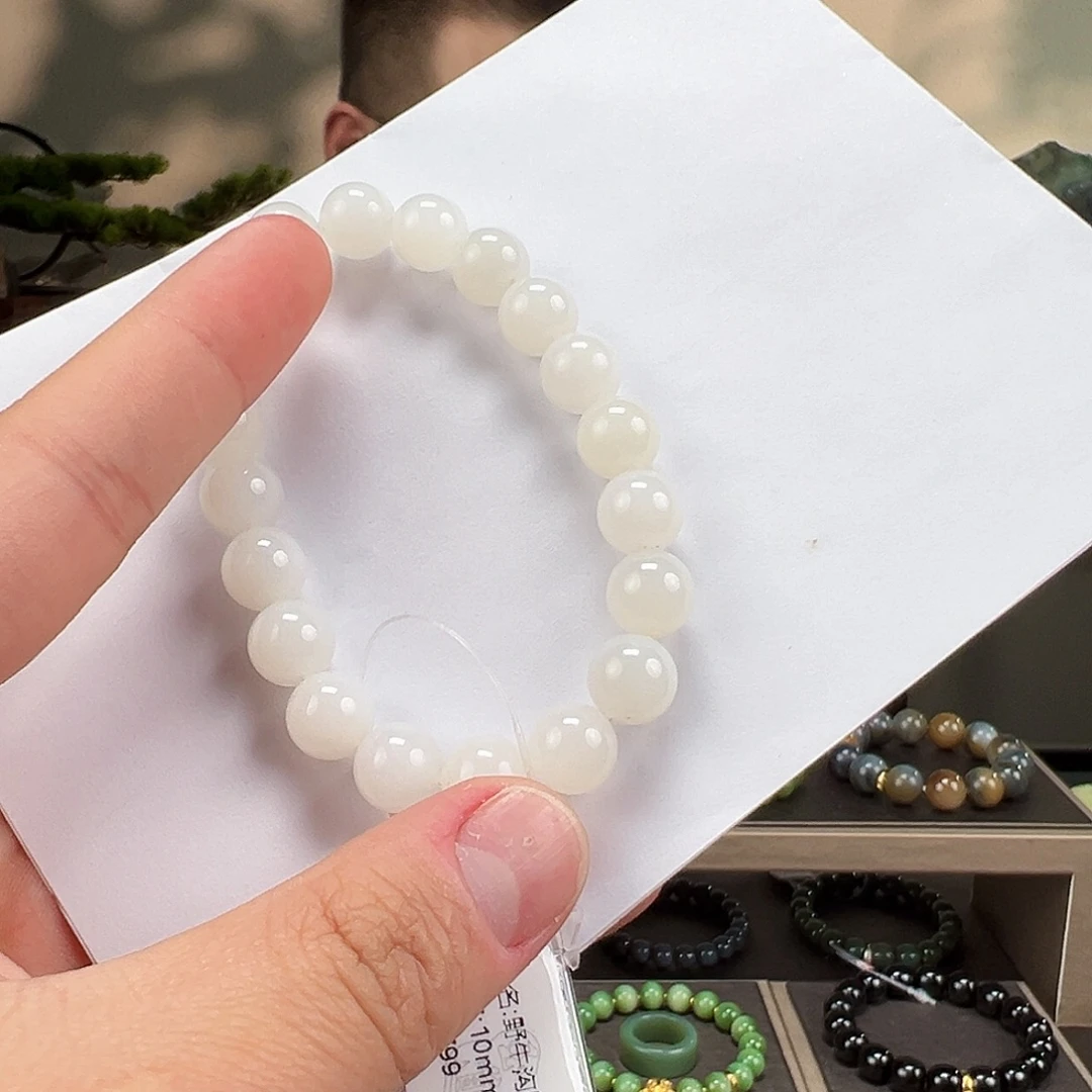 和田玉未镶嵌手链卡10mm野牛沟