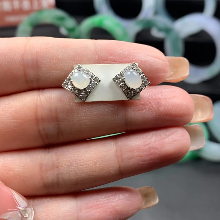 翡翠未镶嵌耳饰翡翠耳钉