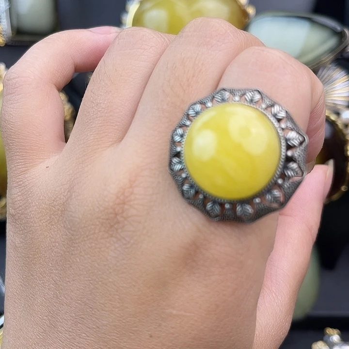 琥珀银S925镶嵌裸石