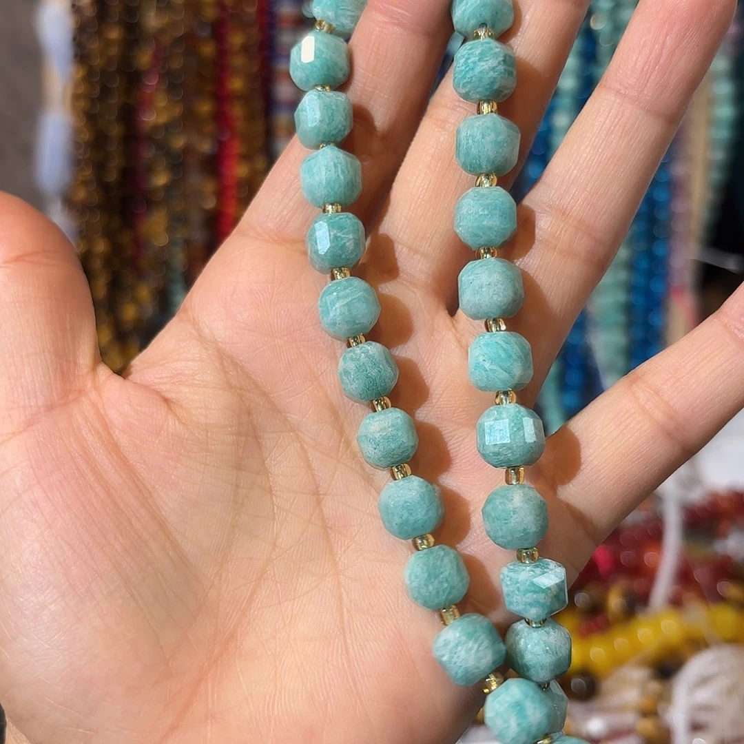 玛瑙/玉髓银S925镀金镶嵌珠宝半成品天河石卡10一条