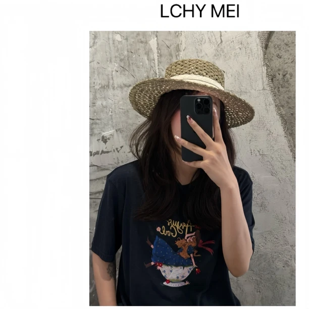 LCHY MEI 天真快乐GIRL宽松T恤