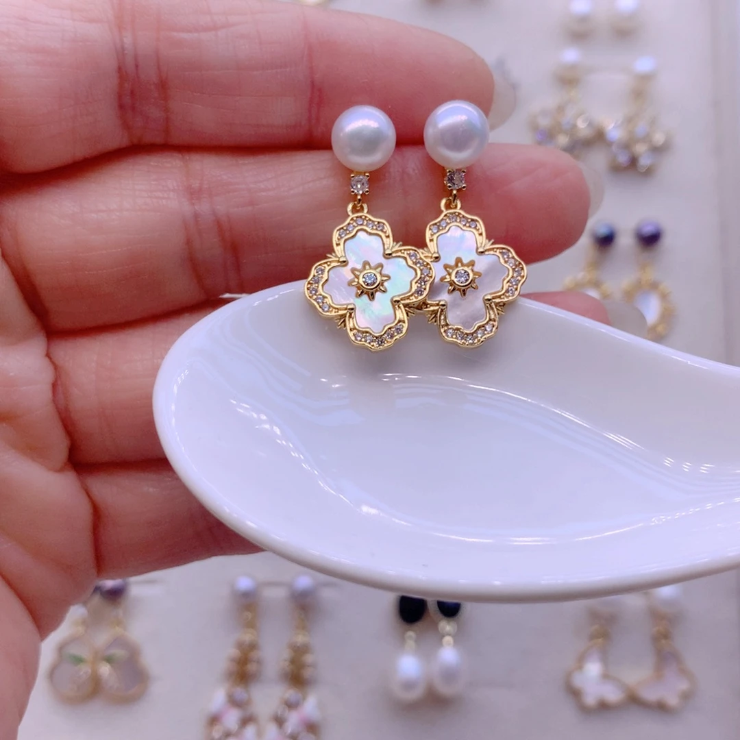 淡水珍珠耳饰合金