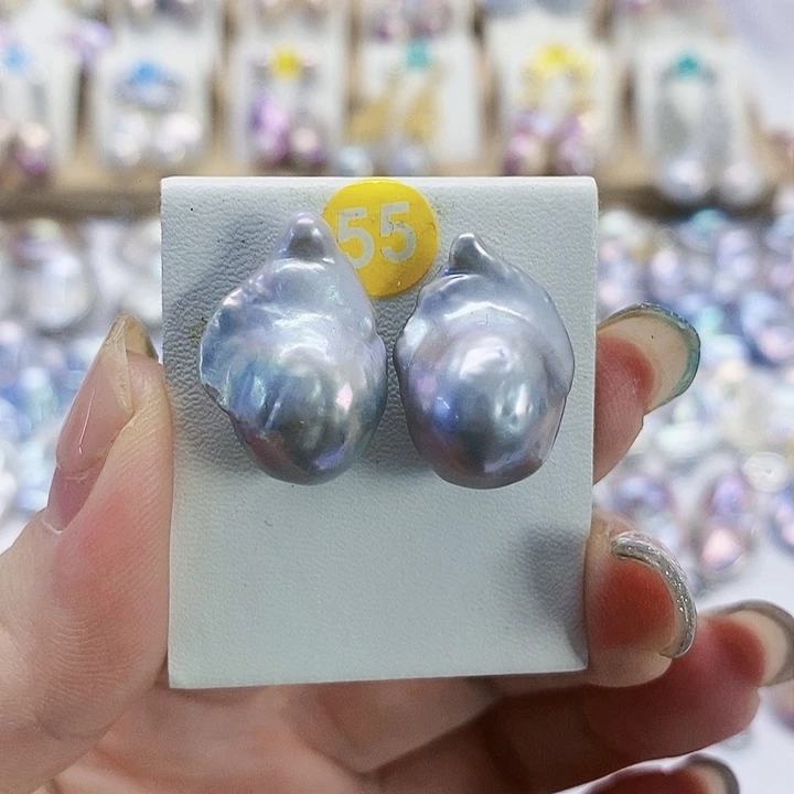 银S925镶嵌耳饰淡水珍珠