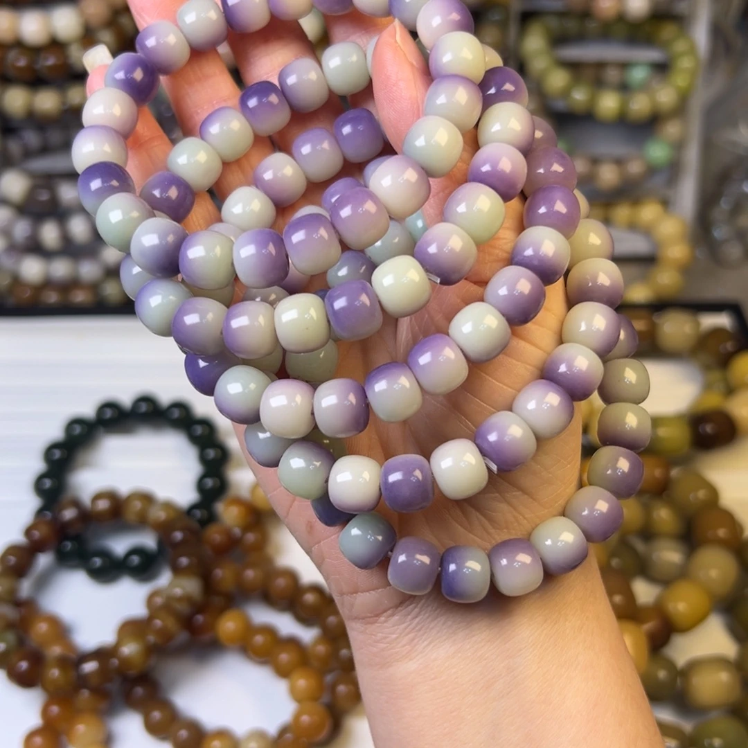 菩提根/象牙果手串霞光紫桶珠卡10.5