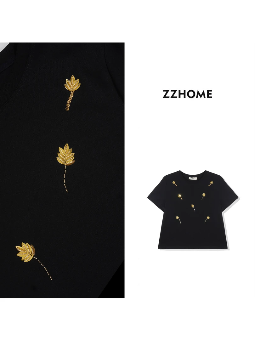 ZOZO HOME ｜细节聚焦手工排列珠片空气棉T恤q171316p