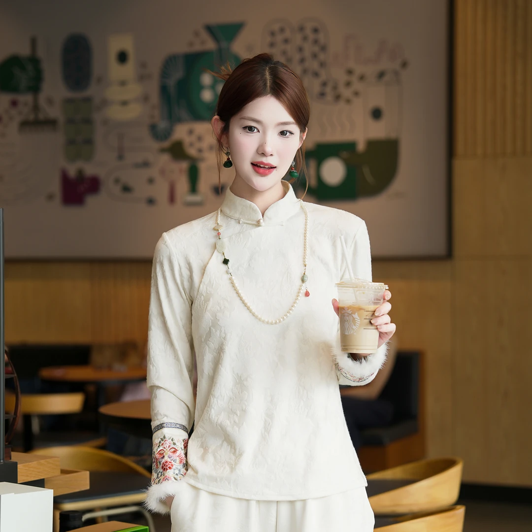 一枕槐安·【窈窕小衫】新中式日常百搭保暖刺绣复古禅意显瘦小衫