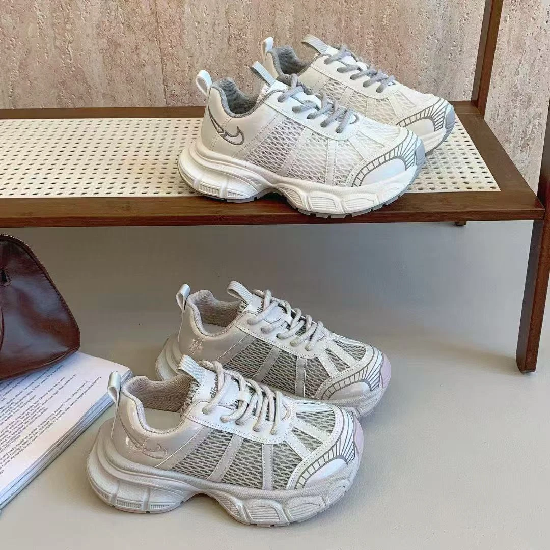 爆款老爹鞋2025女夏薄款网面百搭时尚厚底运动轻便透气网鞋222-3