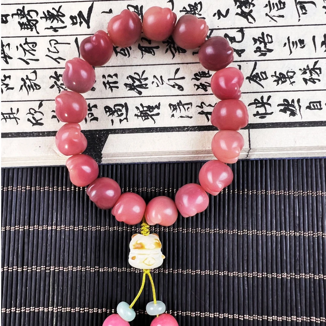 霞光粉紫猫爪17颗菩提单圈手串13*13mm