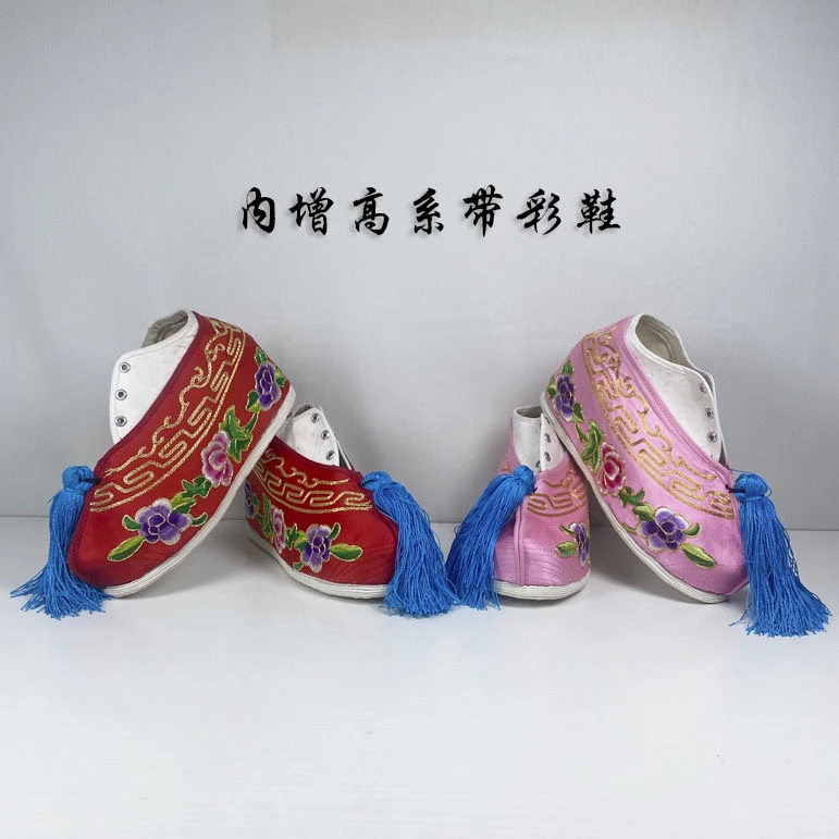 新款内增高戏曲绣花女彩鞋戏剧京剧花旦古装民族千层底绣花鞋戏鞋