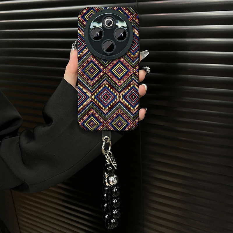 适用于【vivoy300pro】复古菱格花纹ins风小羊皮创意网红手机壳女款