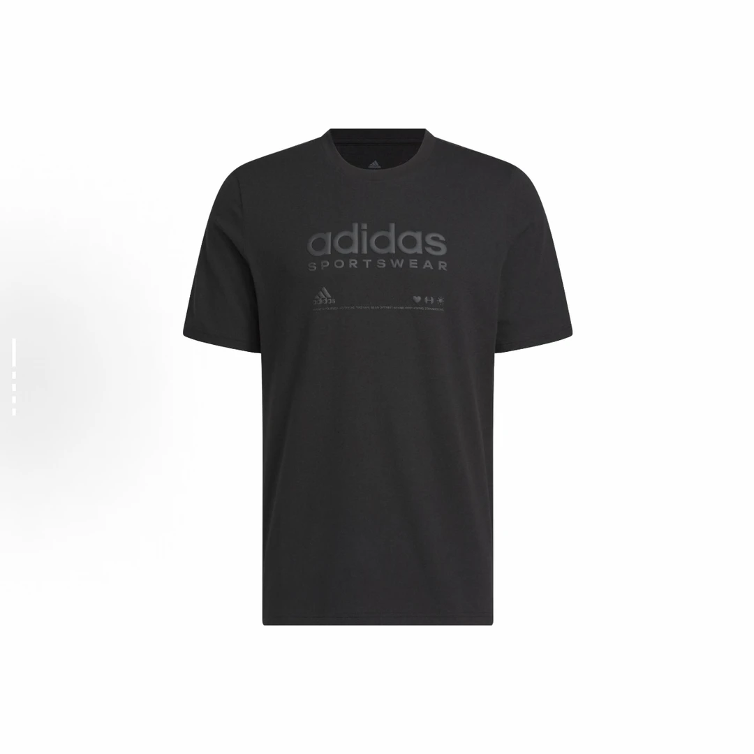 adidas 字母logo图案印花圆领T恤 男款 黑色H49669