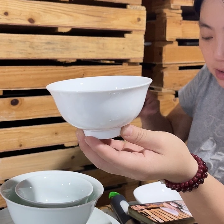 瓷片云白4.75英寸米饭碗十个，包邮